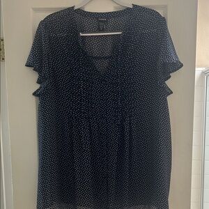 Torrid Navy and White Polka Dot Blouse, Size 2